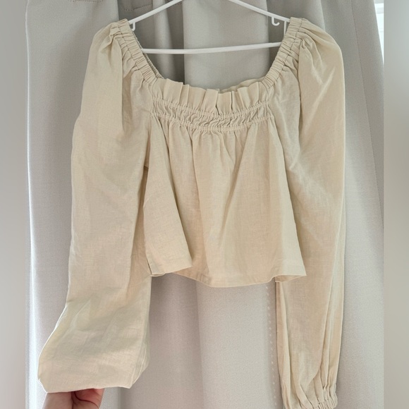 Open Edit Linen Long Sleeve Blouse - Picture 2 of 7